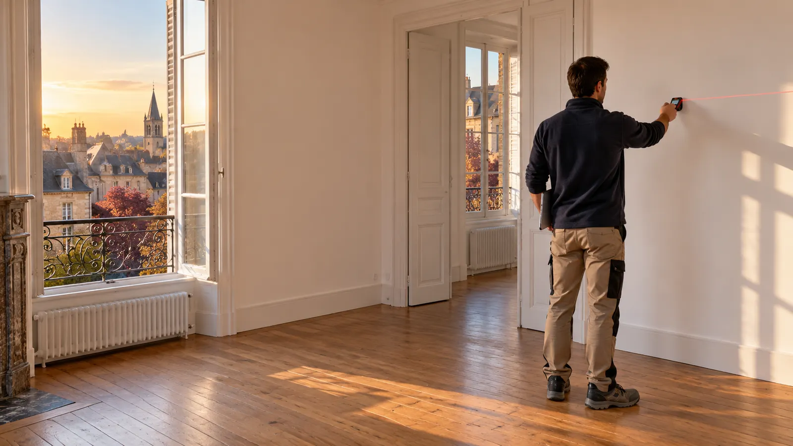 Rue de logements anciens et récents dans une ville française